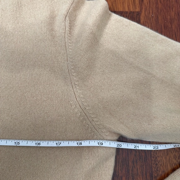MAG for Bloomingdale’s Classic Crewneck Button-Front Tan Cashmere Luxe Cardigan - Picture 8 of 9